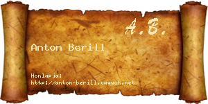 Anton Berill névjegykártya